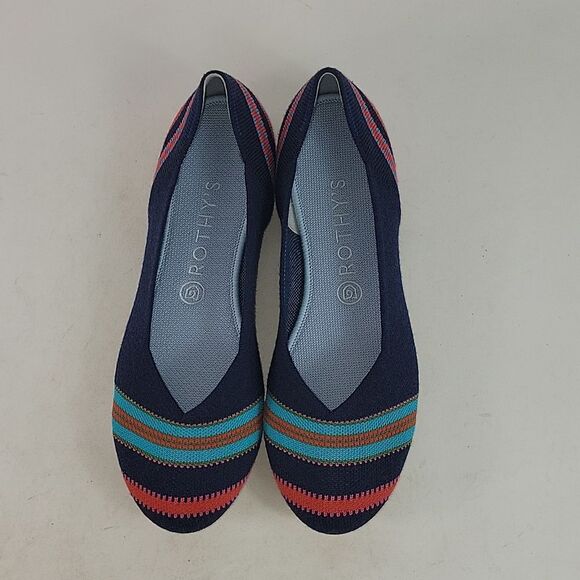 Rothys Merino Navy Ribbon Stripe Flats Women's shoes - Picture 10 of 16
